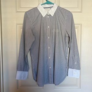 J. Crew size 4 button down black/white striped shirt
